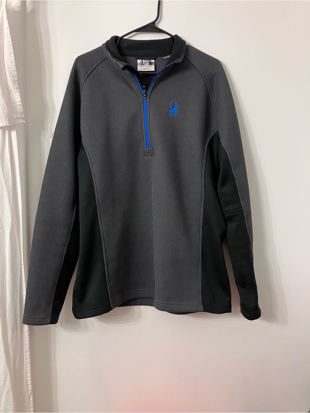 Spyder Men's Charcoal and Black 1/4 Zip Pullover with Blue Accents
